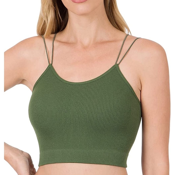Zenana Outfitters Tops - Zenana Outfitters Crop Camisole Army Green NWT L/XL